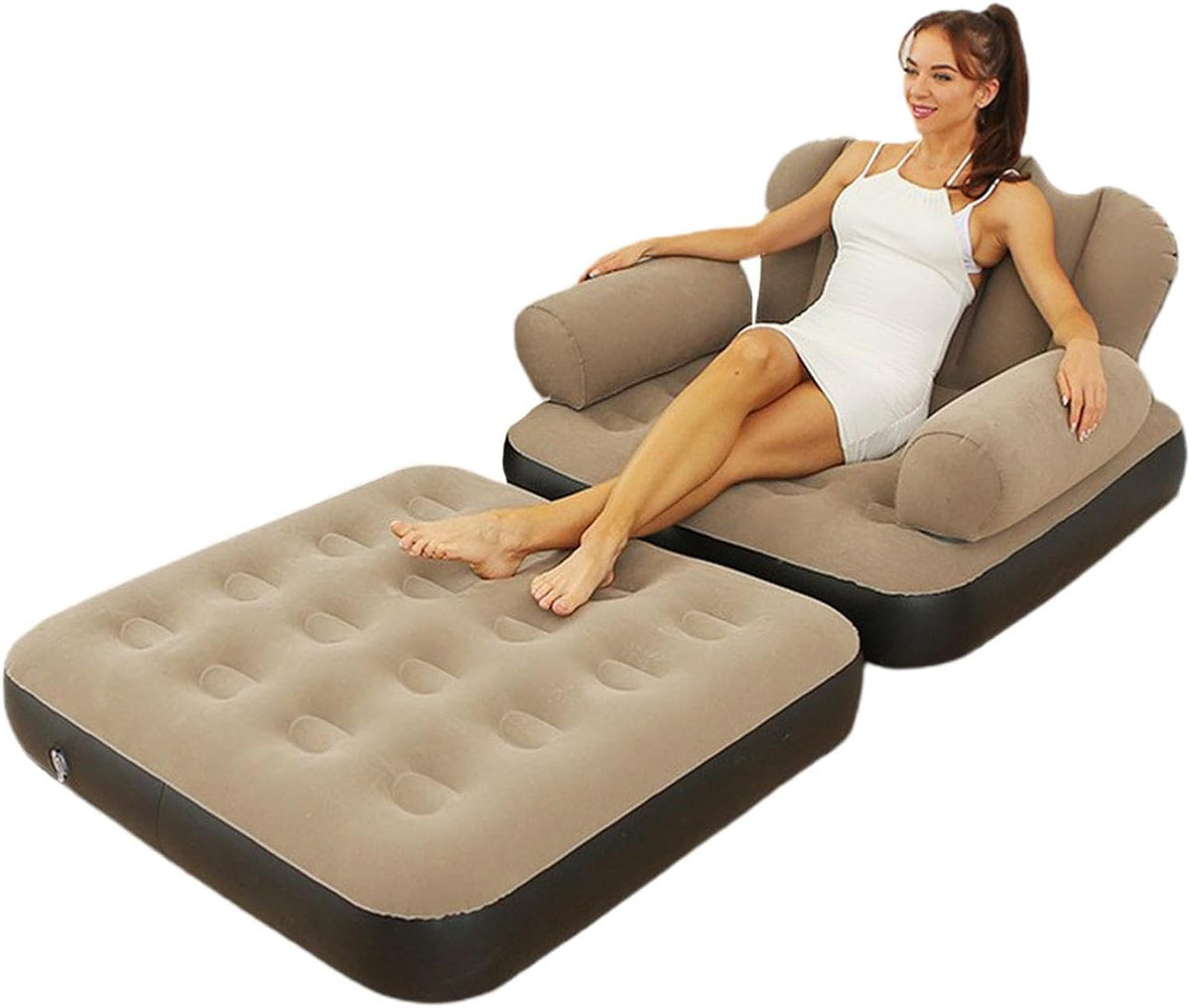 Sofá cama hinchable desplegado